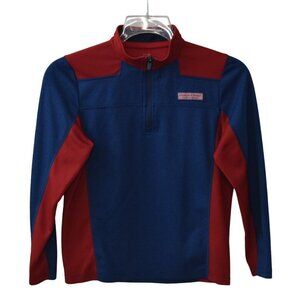 Vineyard Vines Performance Pullover Boys M Red Blue Long Sleeve Quarter Zip